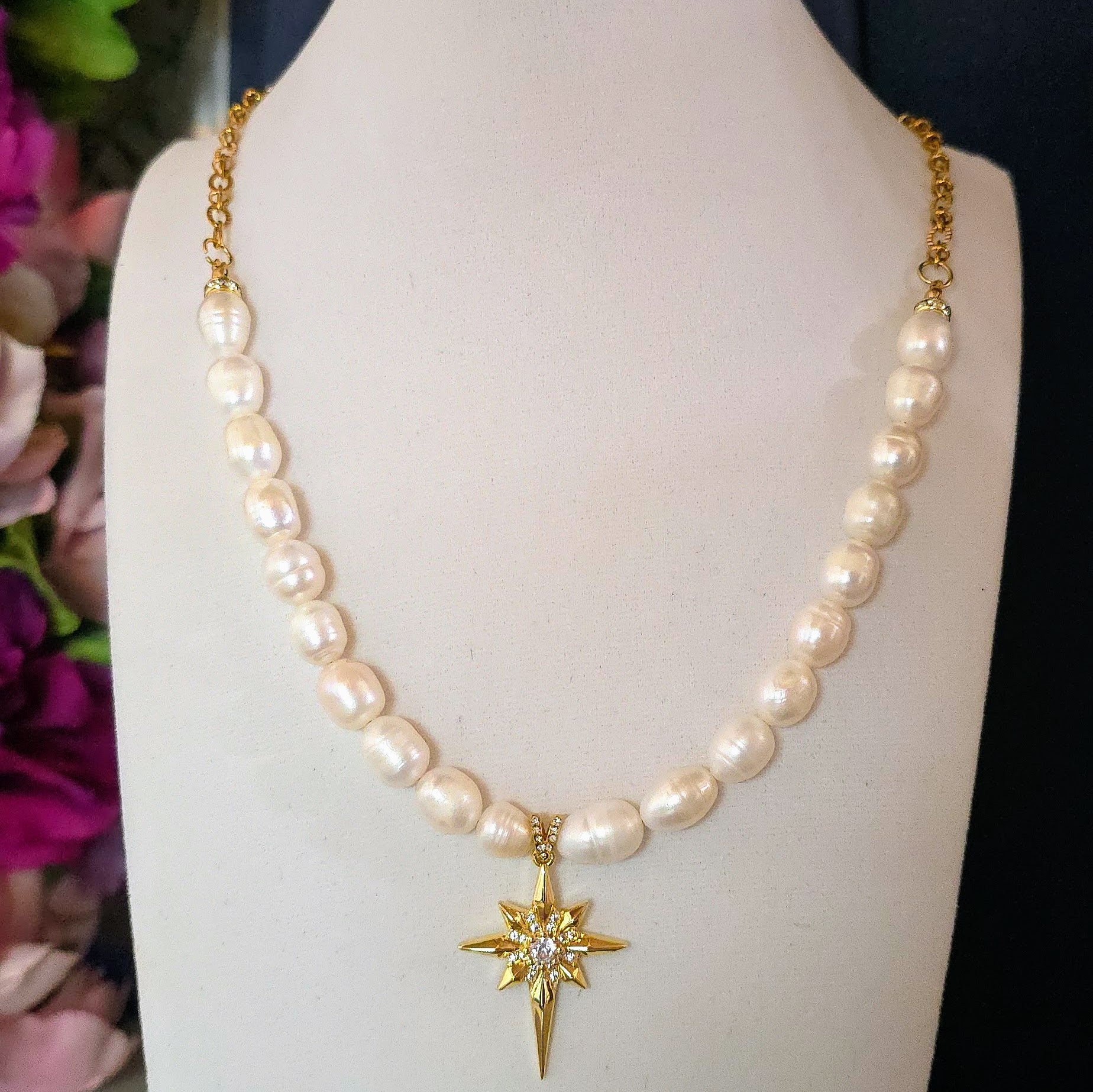 Celestial Freshwater Pearl Star Necklace