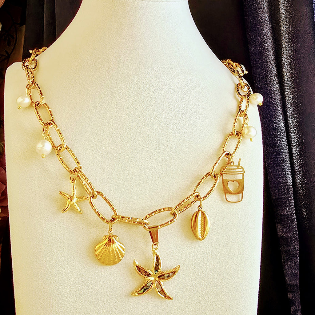 Coastal Pearl Charm Jewelry Set