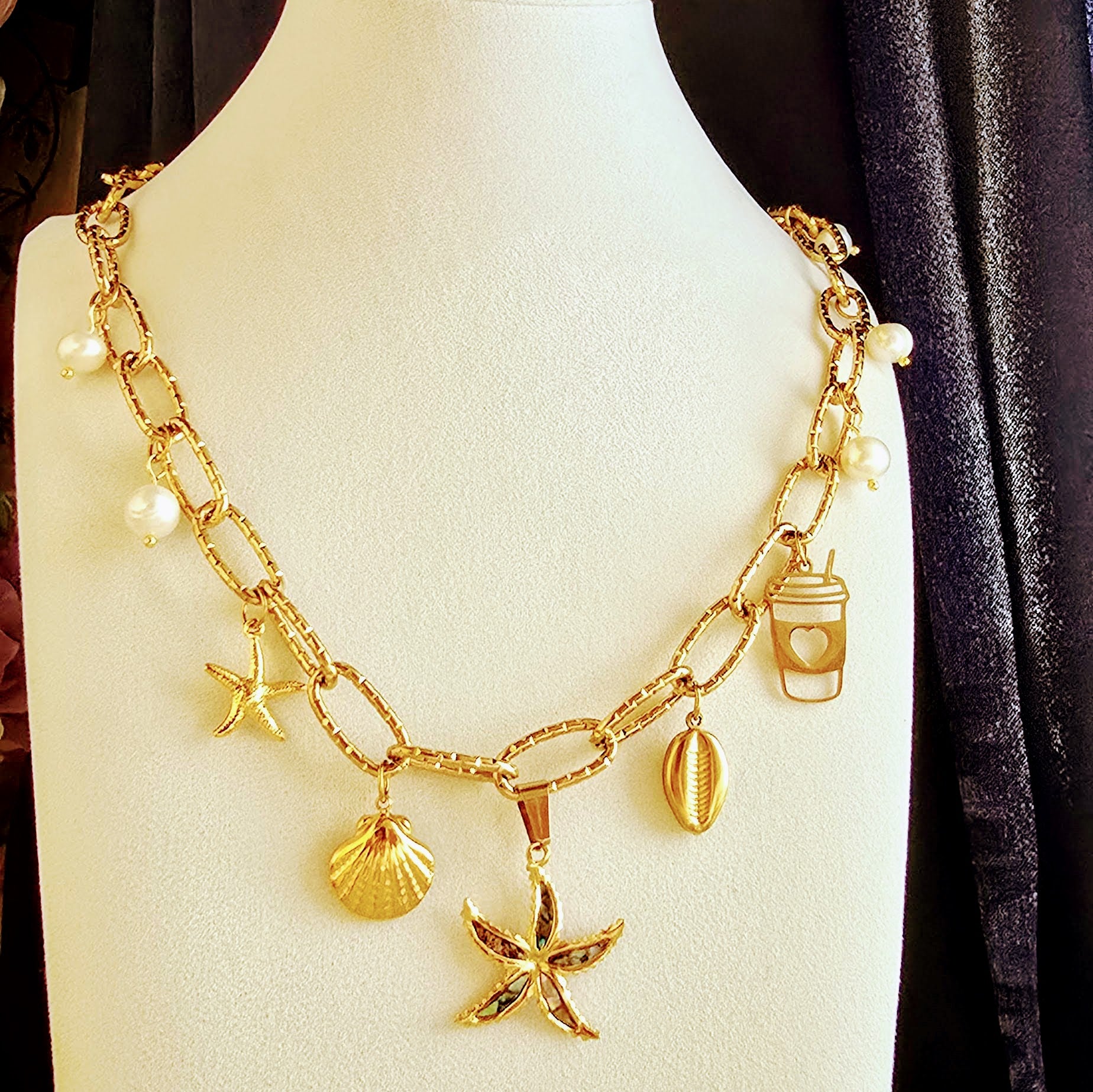 Coastal Pearl Charm Jewelry Set