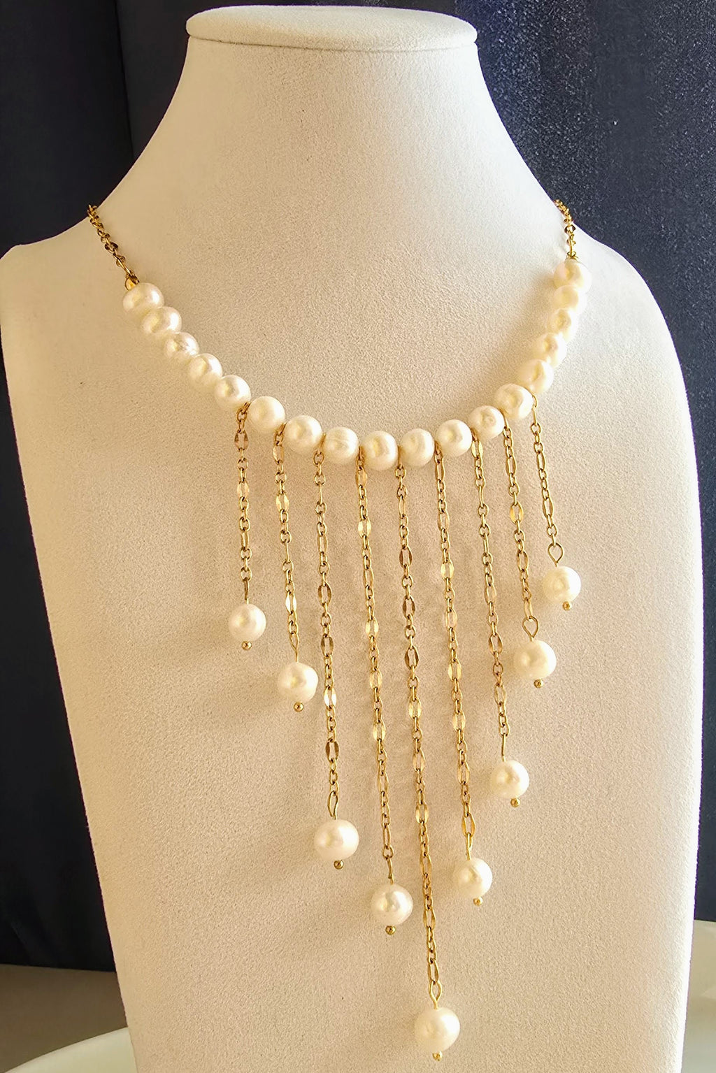 Cascading Freshwater Pearl Statement Necklace