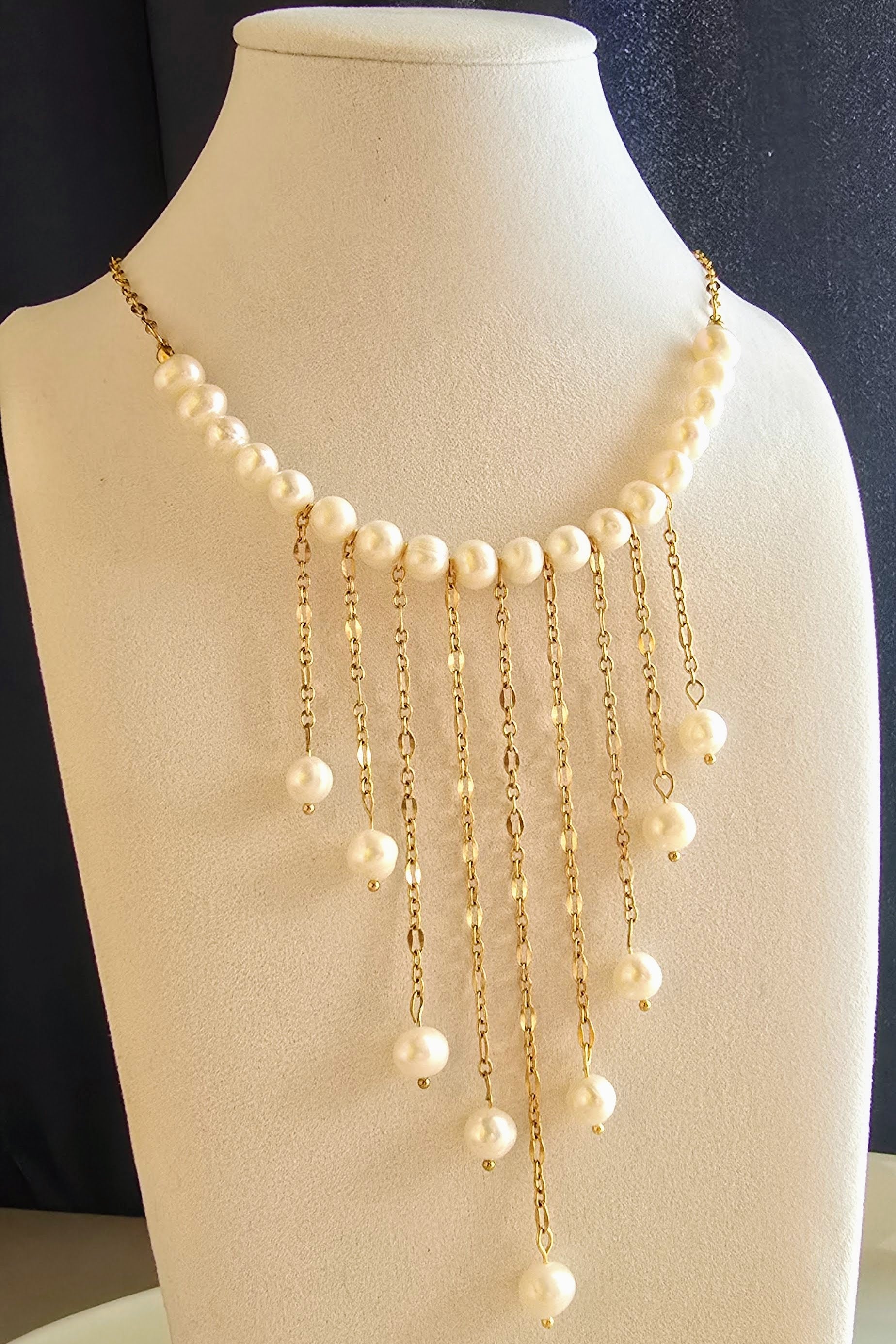 Cascading Freshwater Pearl Statement Necklace