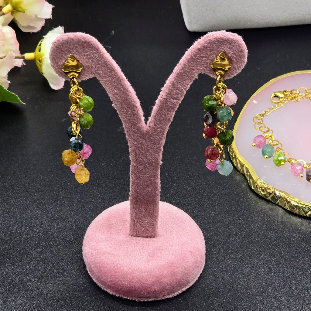 Natural Celestial Stone Fringe Earrings