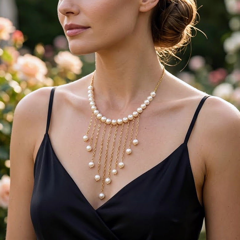 Cascading Freshwater Pearl Statement Necklace