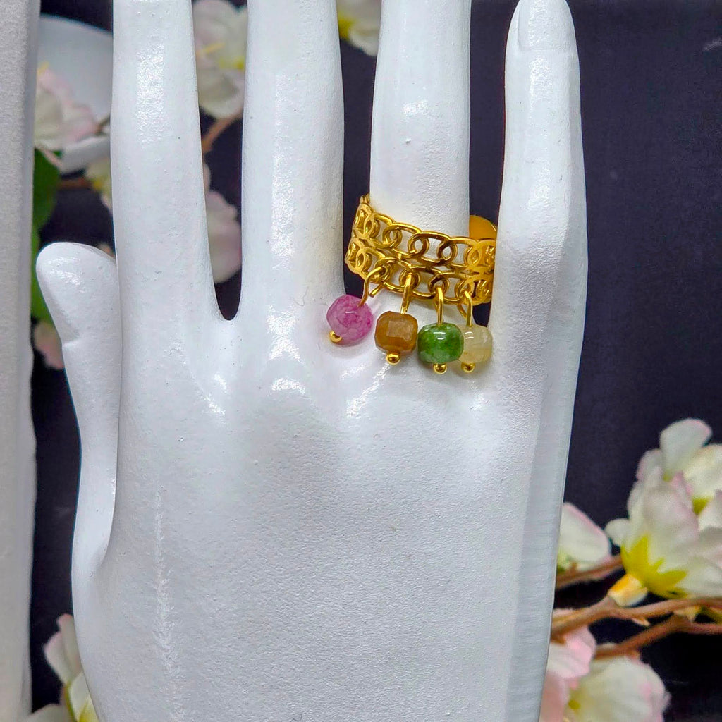 Natural Celestial Stone Fringe Ring