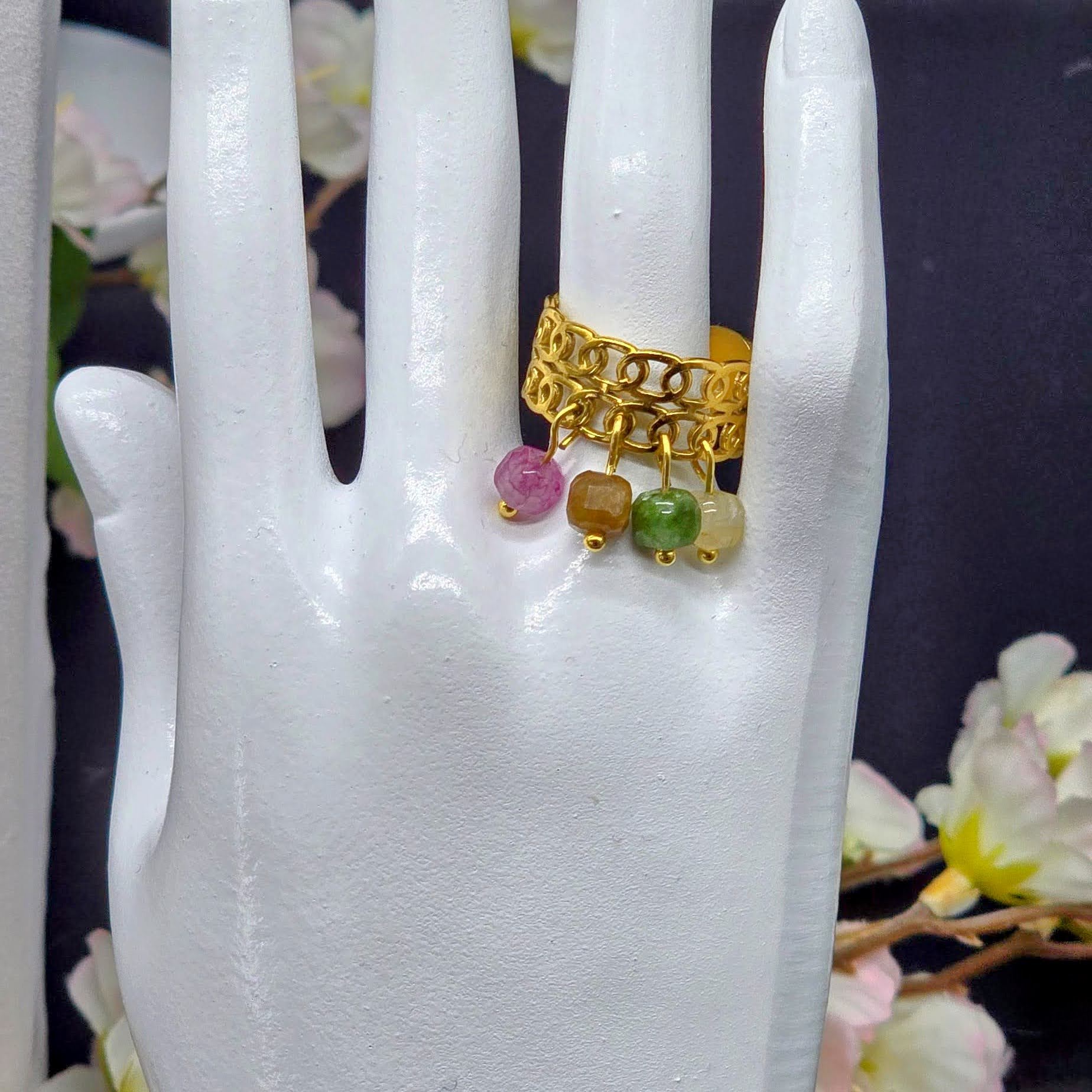 Natural Celestial Stone Fringe Ring