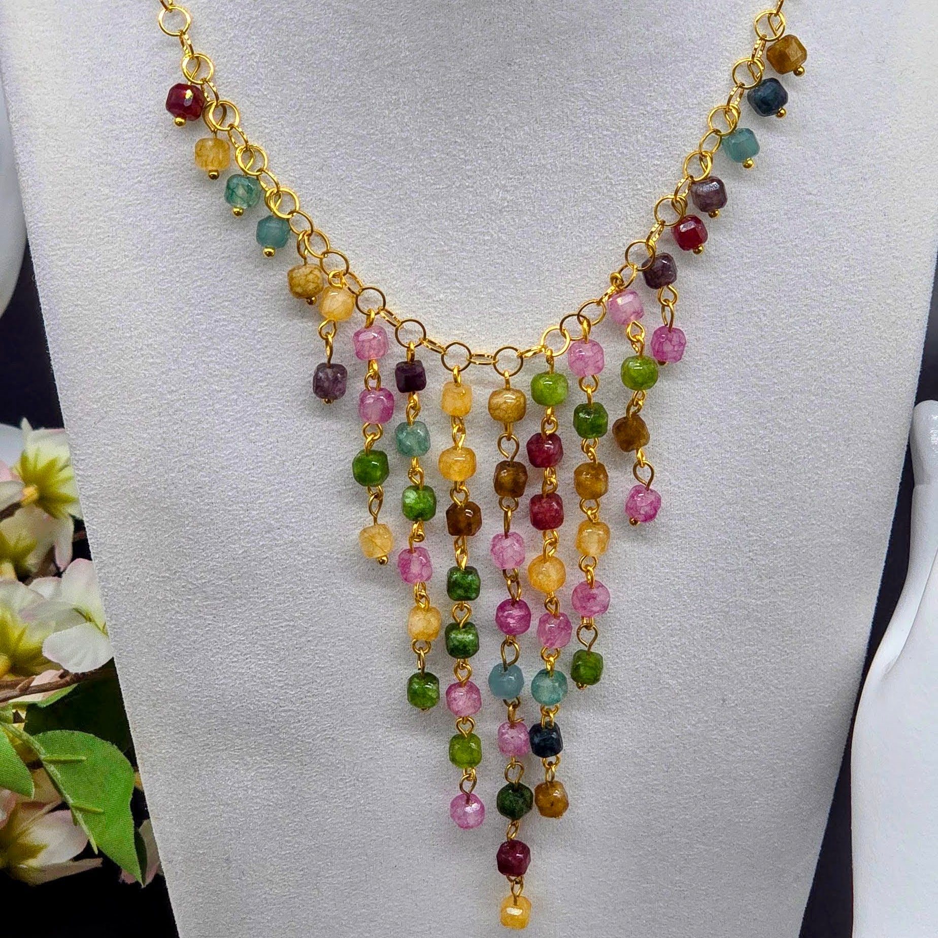 Natural Celestial Stone Fringe Necklace