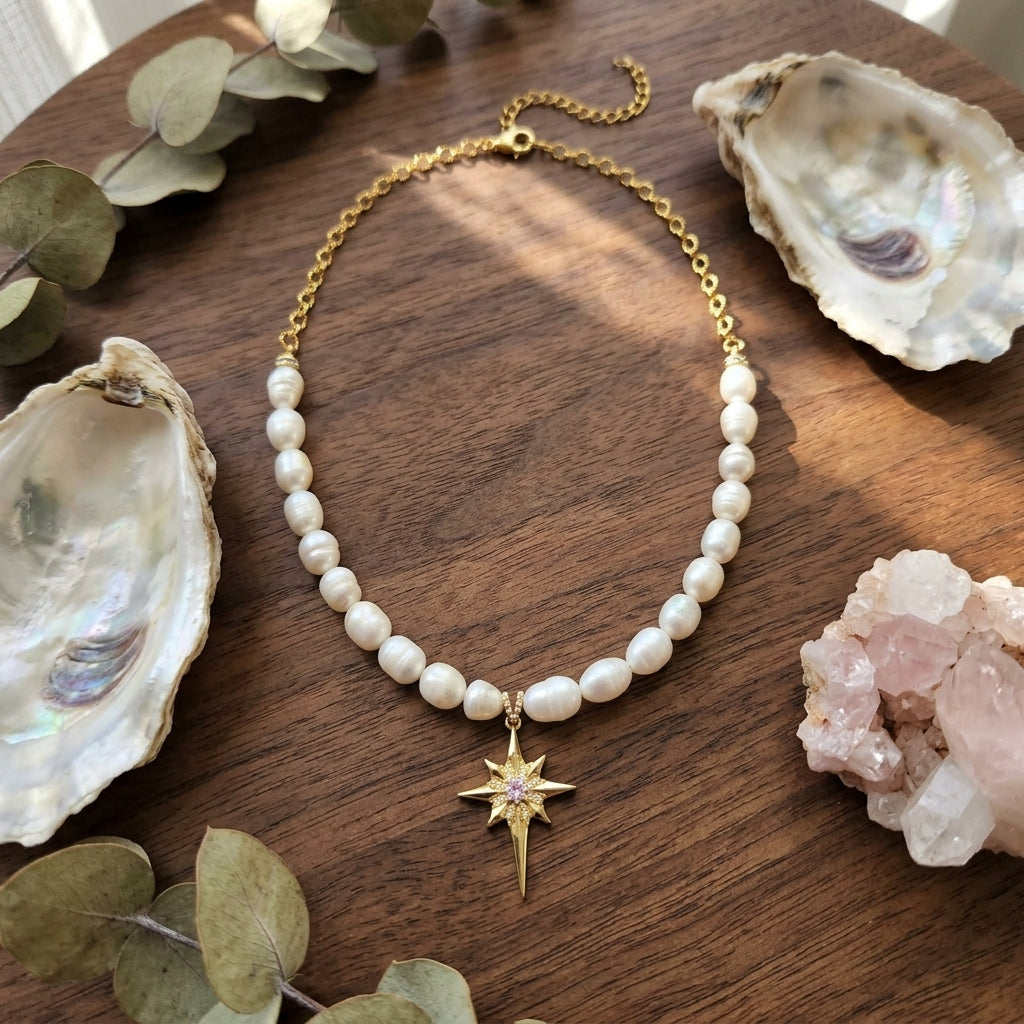 Celestial Freshwater Pearl Star Necklace