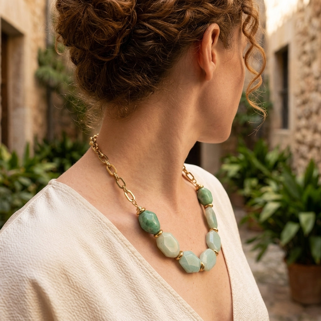 Natural Amazonite Statement Necklace