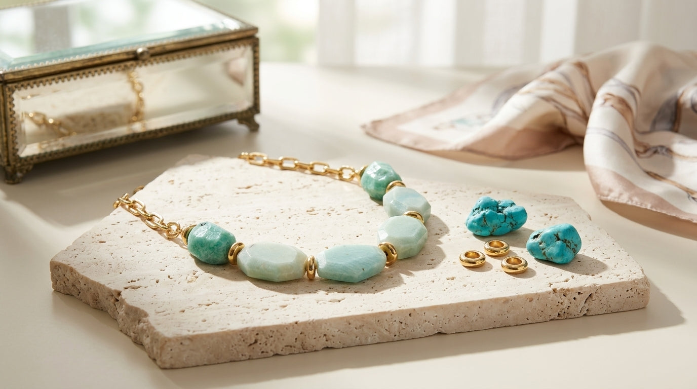 Natural Amazonite Statement Necklace