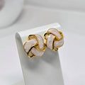 Pearl Swirl Sculptural Stainless Steel Stud Earrings