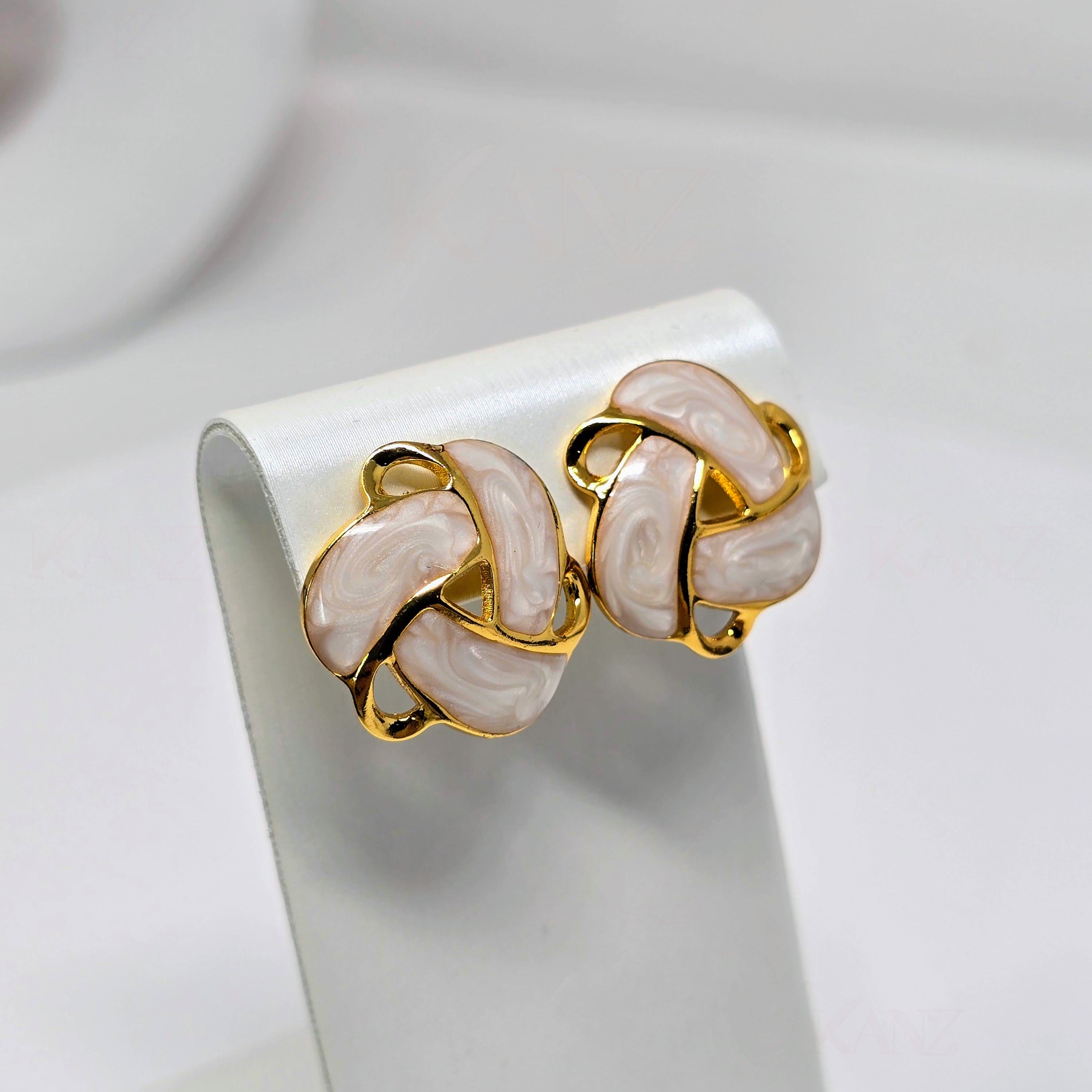 Pearl Swirl Sculptural Stainless Steel Stud Earrings