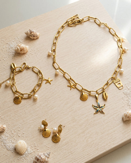 Coastal Pearl Charm Jewelry Set