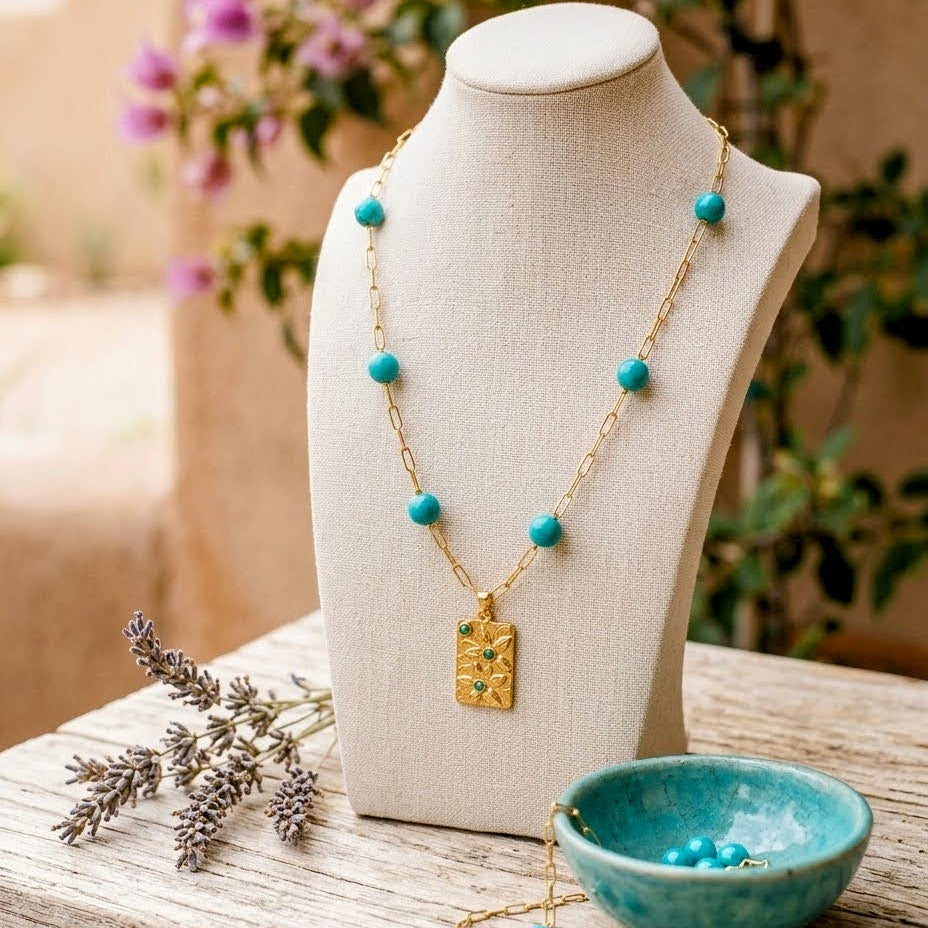 Turquoise Floral Statement Necklace