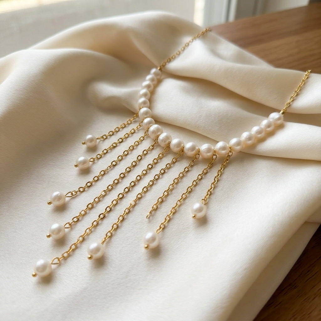 Cascading Freshwater Pearl Statement Necklace