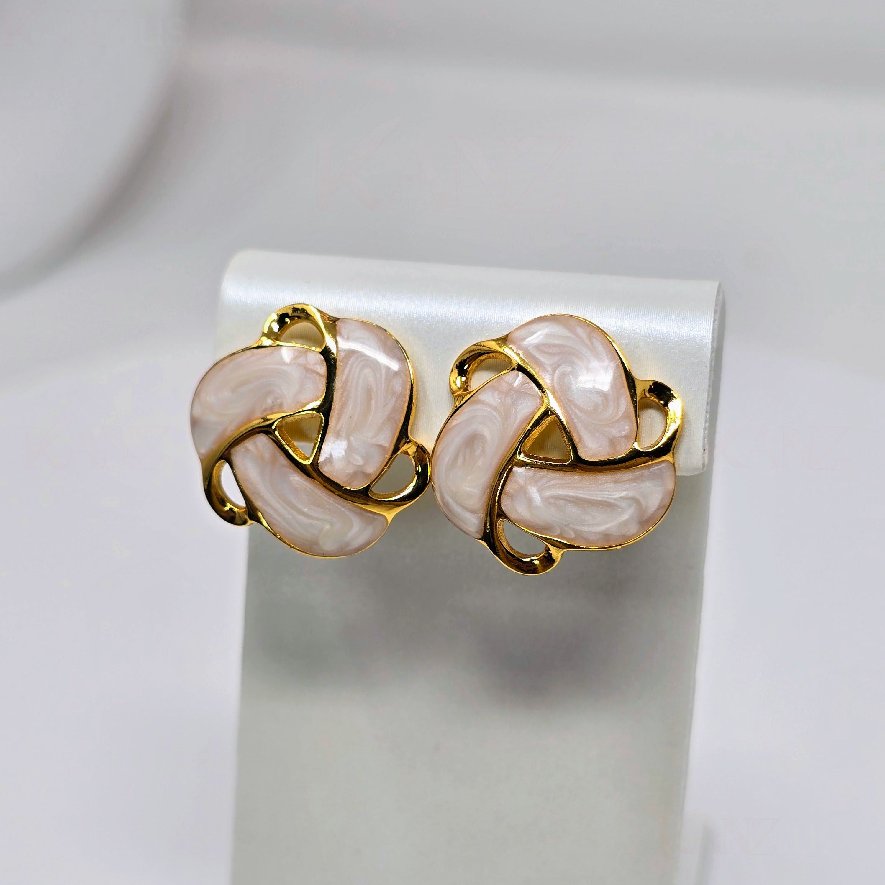 Pearl Swirl Sculptural Stainless Steel Stud Earrings
