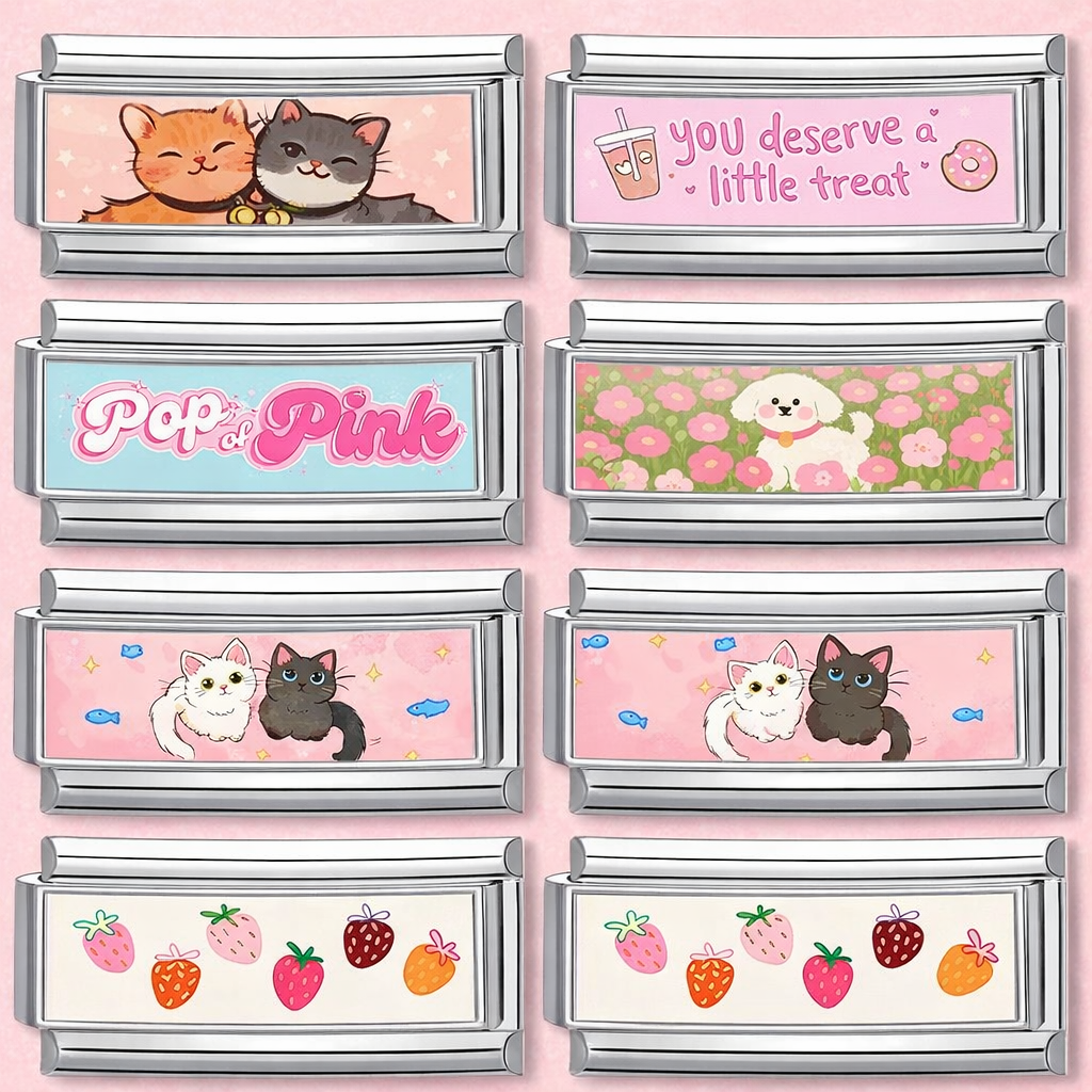 Italian Charm Integrated Symbol Links – Double Stainless Steel Charm