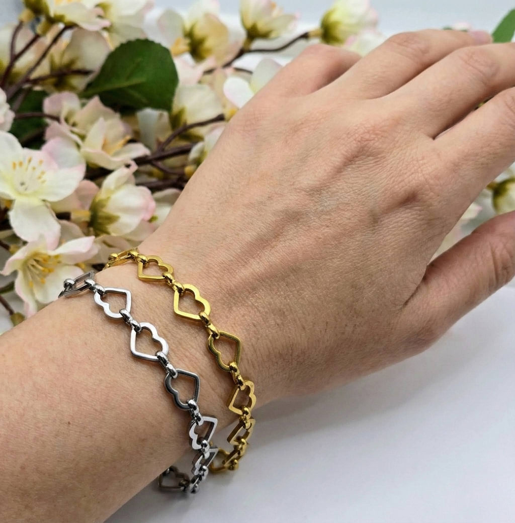 Open Heart Link Stainless Steel Bracelet