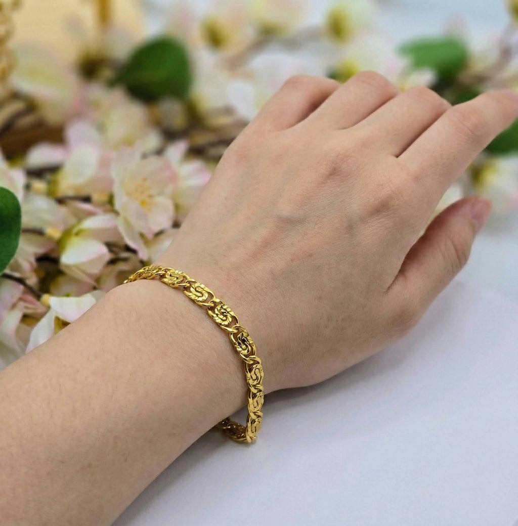 Classic Engraved Link Stainless Steel Bracelet