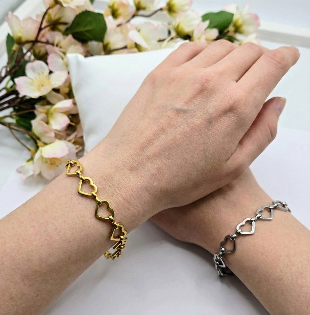 Open Heart Link Stainless Steel Bracelet