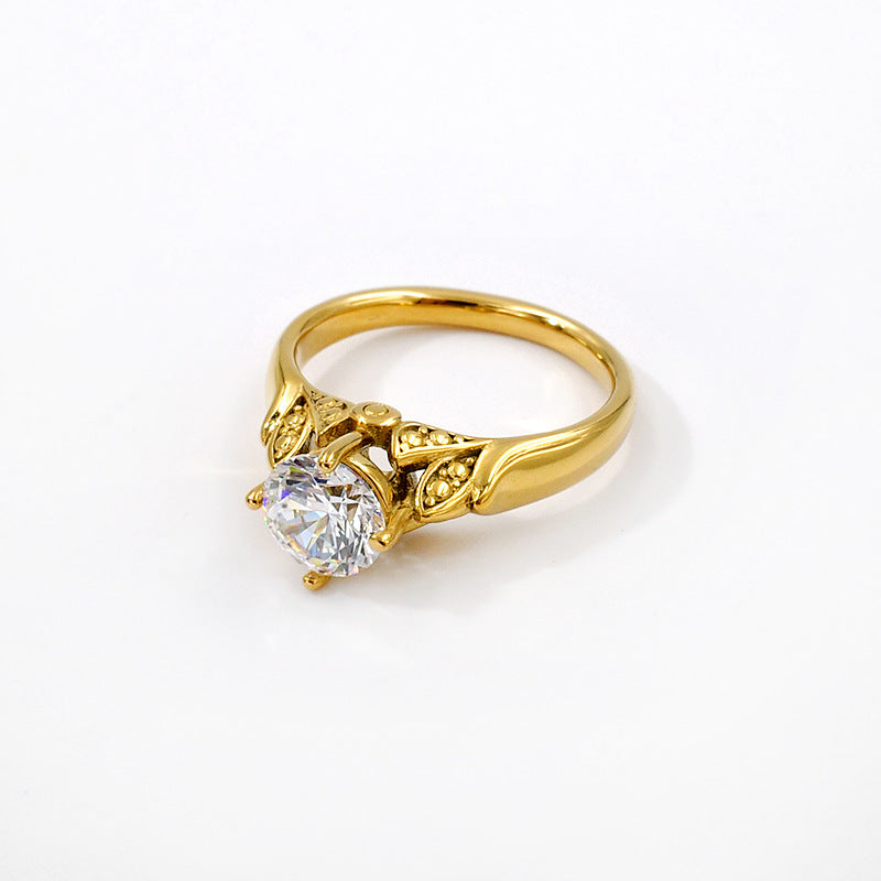 Eternal Willow Solitaire Stainless Steel Ring