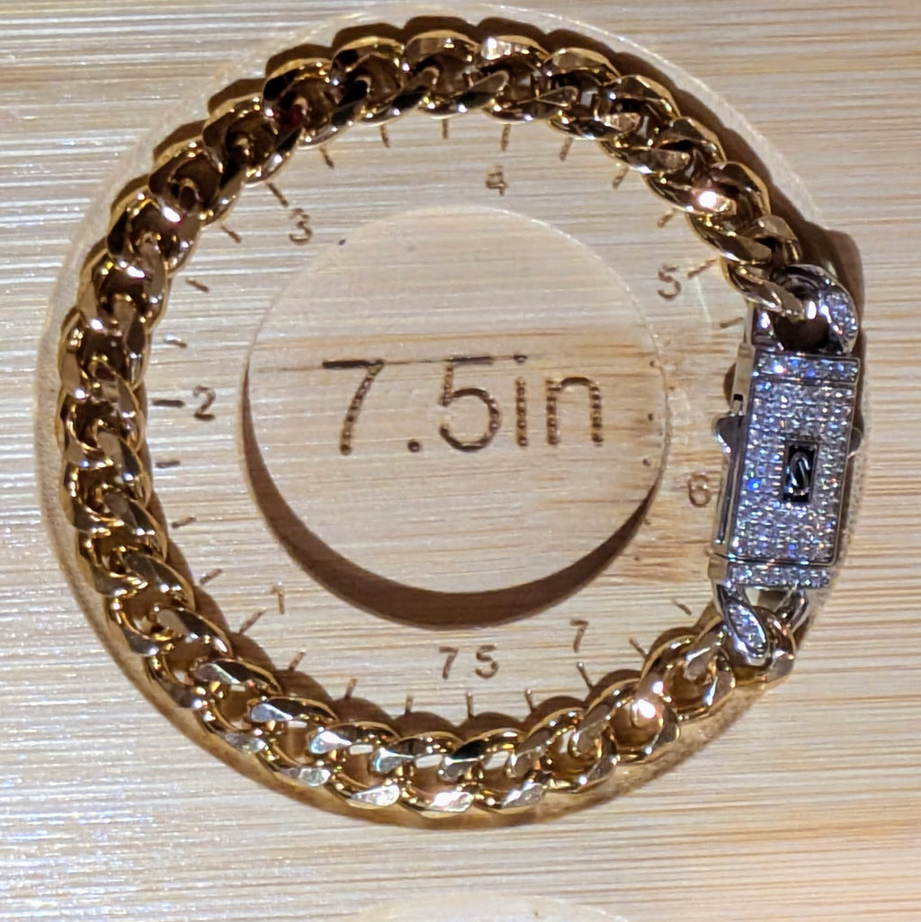 Gold Cuban Link environmental brass Bracelet with Pave Box Clasp
