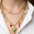 The Mediterranean Mosaic Heart Set – Stainless Steel Layered Necklaces & Charm Bracelet