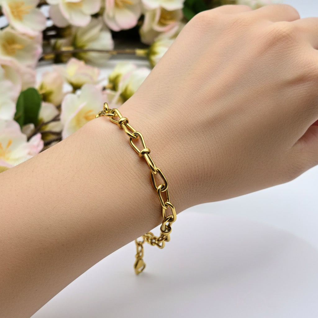 Gold Infinity Link Stainless Steel Bracelet