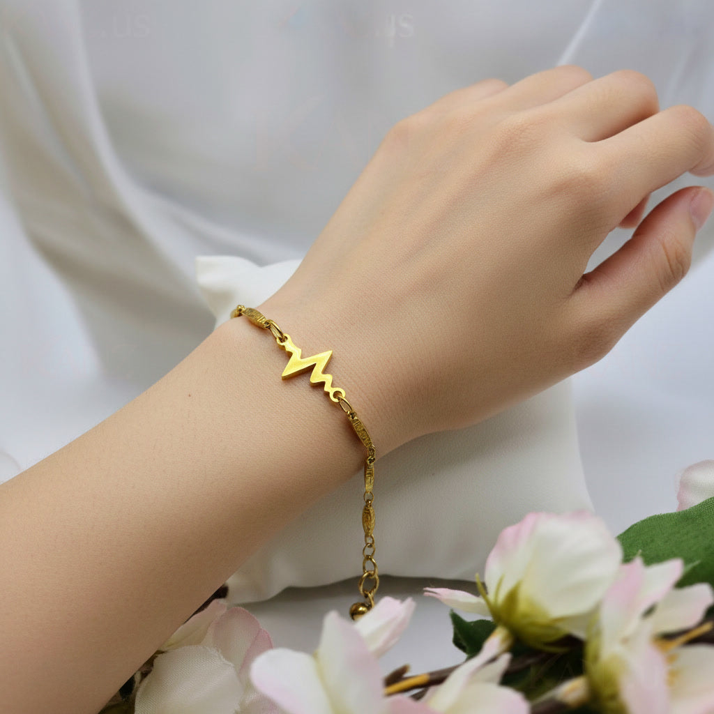 Gold Pulse Link Stainless Steel Bracelet