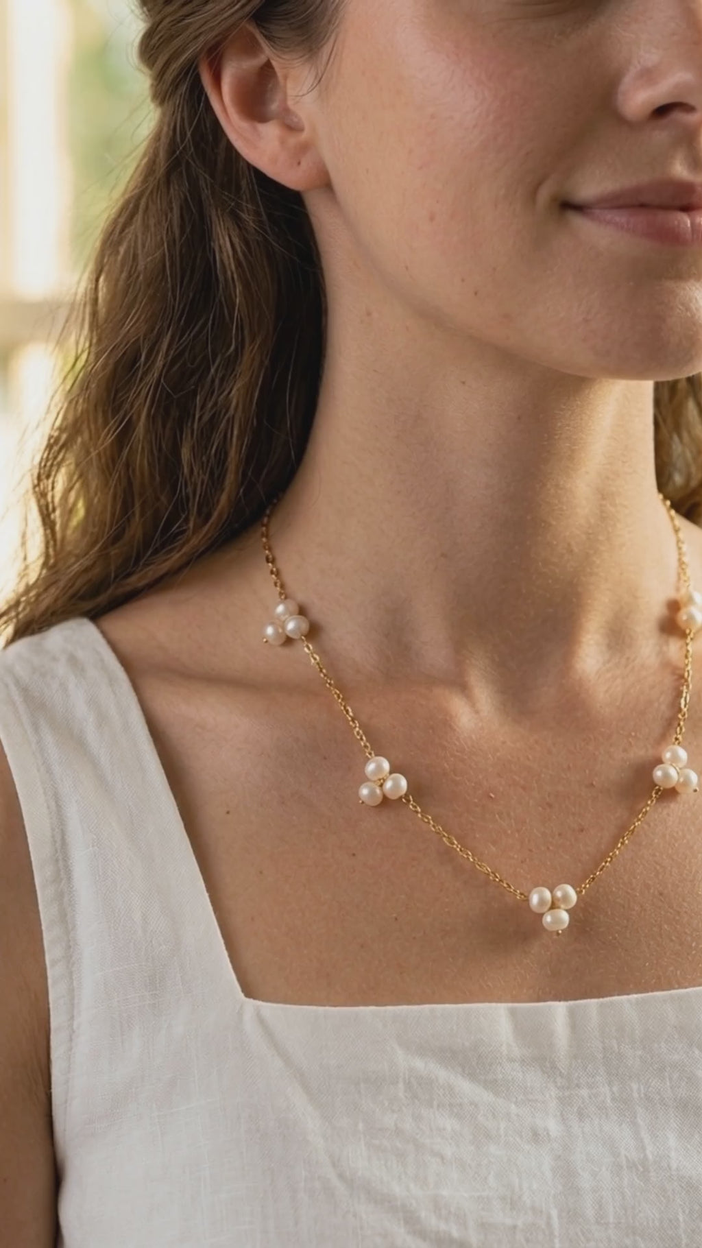 Freshwater Pearl Cluster Station Necklace